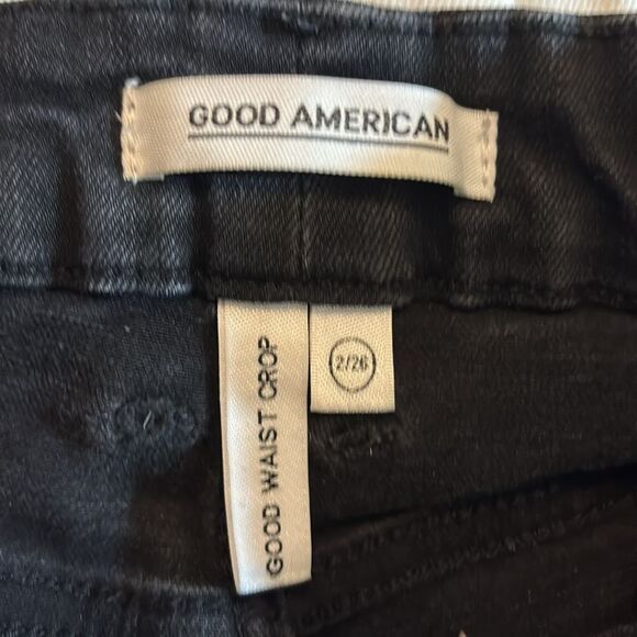 GOOD AMERICAN | black denim jeans good waist crop 2/26 2 26 - Picture 3 of 4